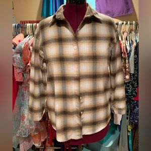 Plaid Drop Shoulder Button-down Shirt